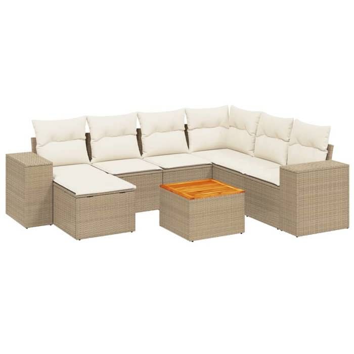 VidaXL Salon de Jardin avec Coussins 8 pcs, Canapés de Terrasse, Ensemble de Meubles de Patio, Mobilier d'Extérieur, Beige 3225561
