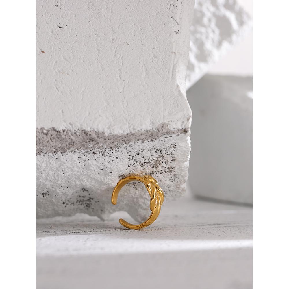 Yhpup Stainless Steel Tie Opening Ring for Women High Quality Metal Golden 18 K Women Trendy Ring Jewelry Anillos Mujer Gift