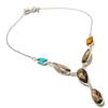 Natural Smoky Topaz, Citrine Gemstone 925 Sterling Silver Necklace 18" D2p25