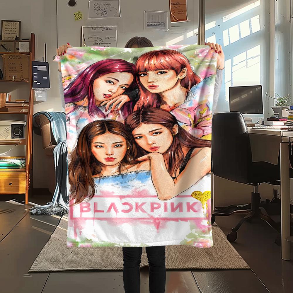 1 шт. Фланелевое одеяло с принтом Blackpink, Высокое качество, Для всех сезонов, Декор для дома, Тепло и уют, Идеально для рождественских подарков