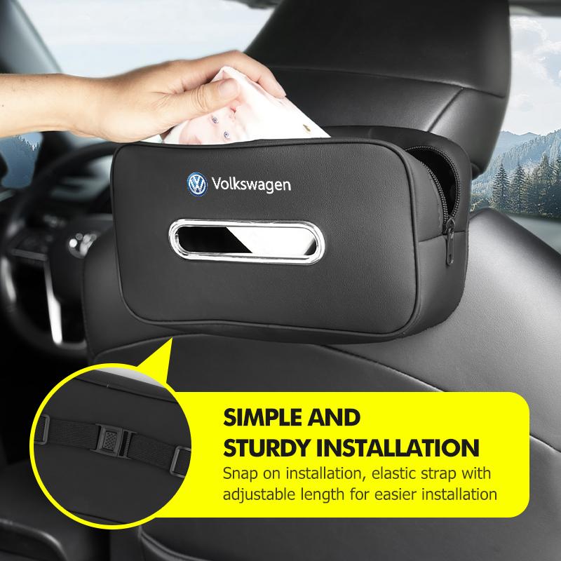 For Volkswagen VW Car Leather Tissue Box Square Vehicle Seat Back Tissue Holder Scirocco Passat Polo B5 B6 B7 CC Tiguan Sharan zh5