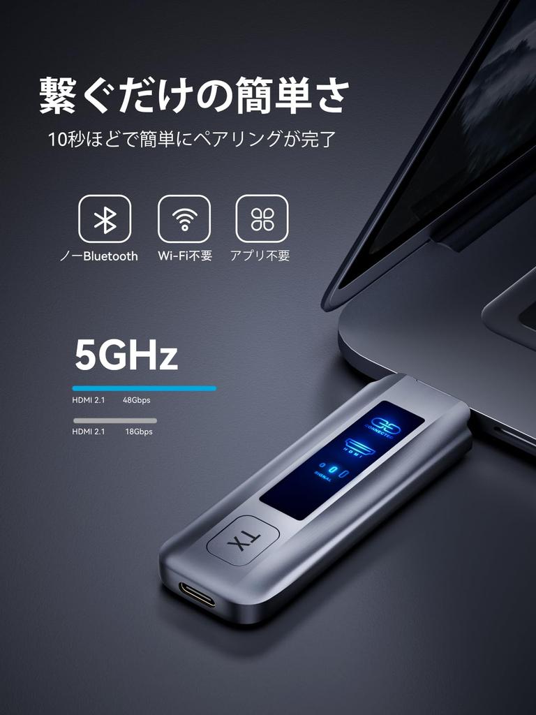 FIGEBNY HDMI Wireless Set with LED Display Technical Compliance Low 30m Transmission Input for Transmitter/Receiver [Japanese Certified] Latency,