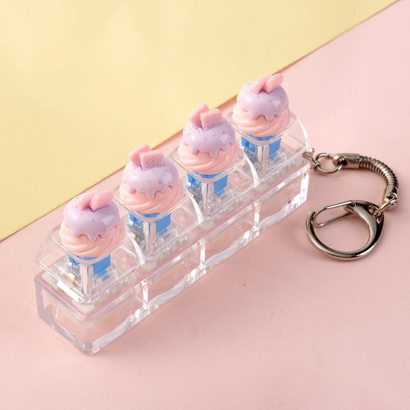 4-Key Smooth Fidget Keychain Portable Stress Reliever Mini Anxiety Relief Toy for School Students