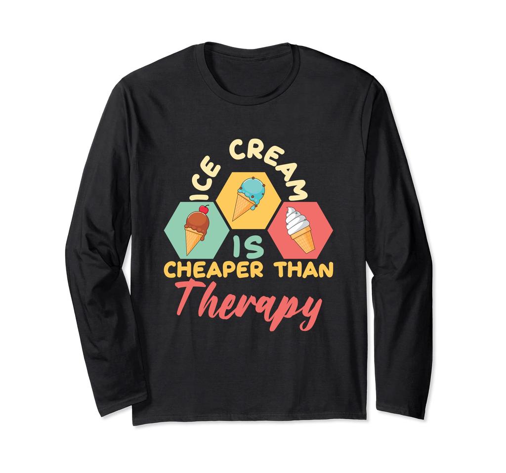 Ice Cream Scoop I Cheaper Therapy I Ice Cream Kids Summer Ice Long Sleeve T-Shirt