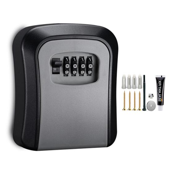 1 комплект ящика с замком для ключей, большая вместимость, высокая прочность, хорошая безопасность, небьющийся 4-значный кодовый замок с паролем, сейф для дома