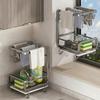 Multifunctional Wall-mounted Dishcloth Rack 2 Layers Space Saving Kitchen Storage Rack Countertop Sink Drain Rack Kitchen