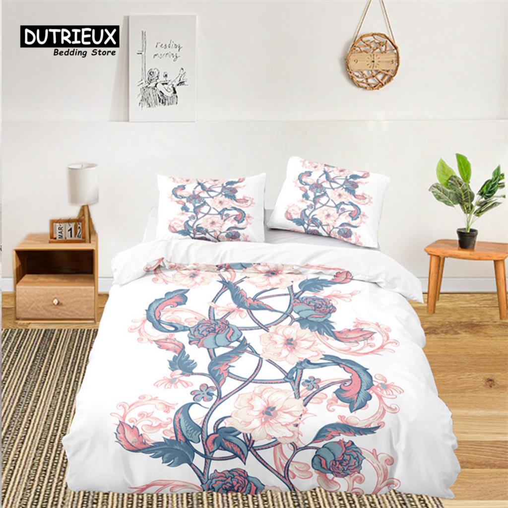 Мягкий цветочный комплект постельного белья для детей, девочек, взрослых, листьев, цветов, веток, пододеяльник, наволочки, декор для спальни