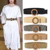 Summer Women'S Elastic Band Round Buckle Retro Bohemian Braided Dress Belt