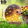 Светящийся ежик 2D, садовое украшение, колышек для земли, декоративный элемент для патио, сада, газона, колышек для украшения сада и цветочной клумбы