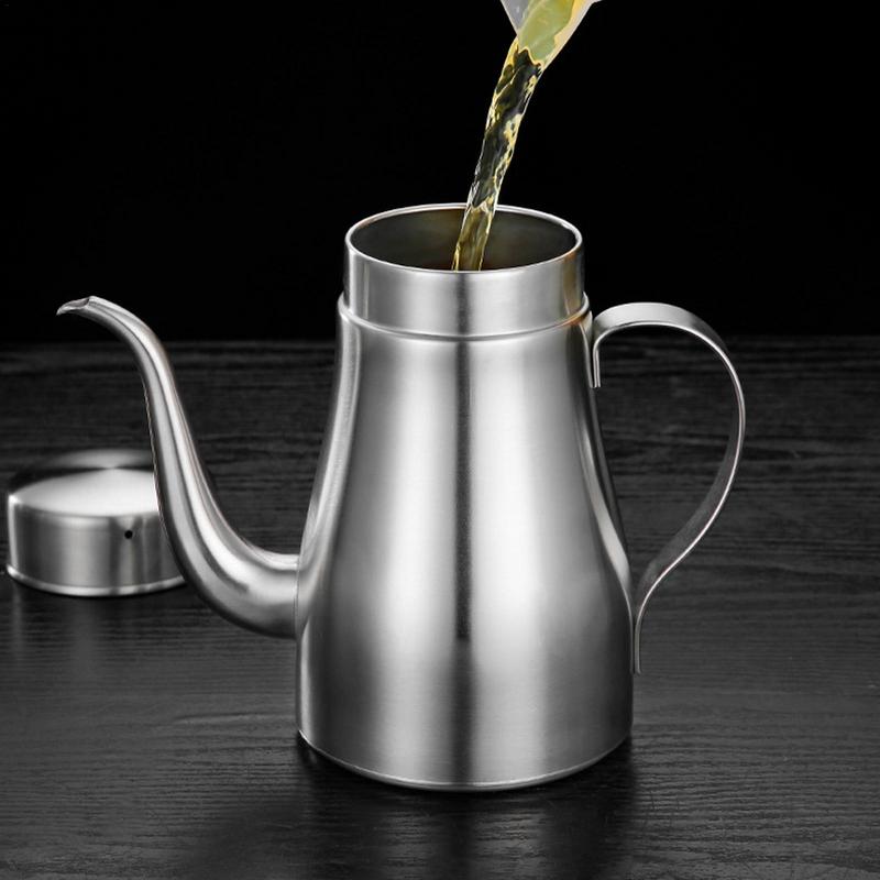Контейнер для масла для готовки из нержавеющей стали, не капающий контейнер для масла 13 унций, дозатор масла пищевого класса, многофункциональная масленка для оливкового масла