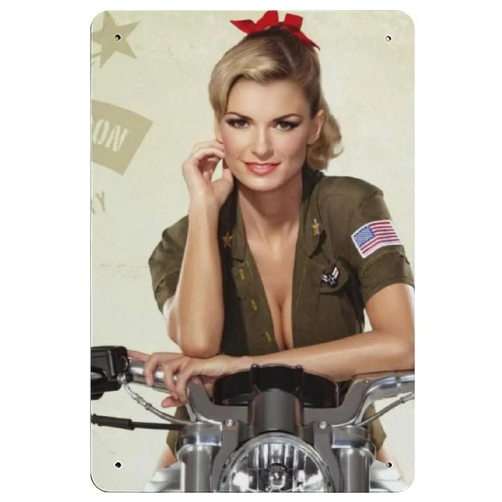 Металлические жестяные вывески Pin Up Девушка Женщина Мотоцикл Сексуальная Девушка Винтаж Забавные Художественные Настенные Украшения для Дома Мужчина Пещера Гараж Кафе Бар Клуб
