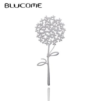 Брошь в виде цветка одуванчика из нержавеющей стали для женщин, очаровательное растение, офисная вечеринка, повседневный костюм, булавки, ювелирные изделия, аксессуары