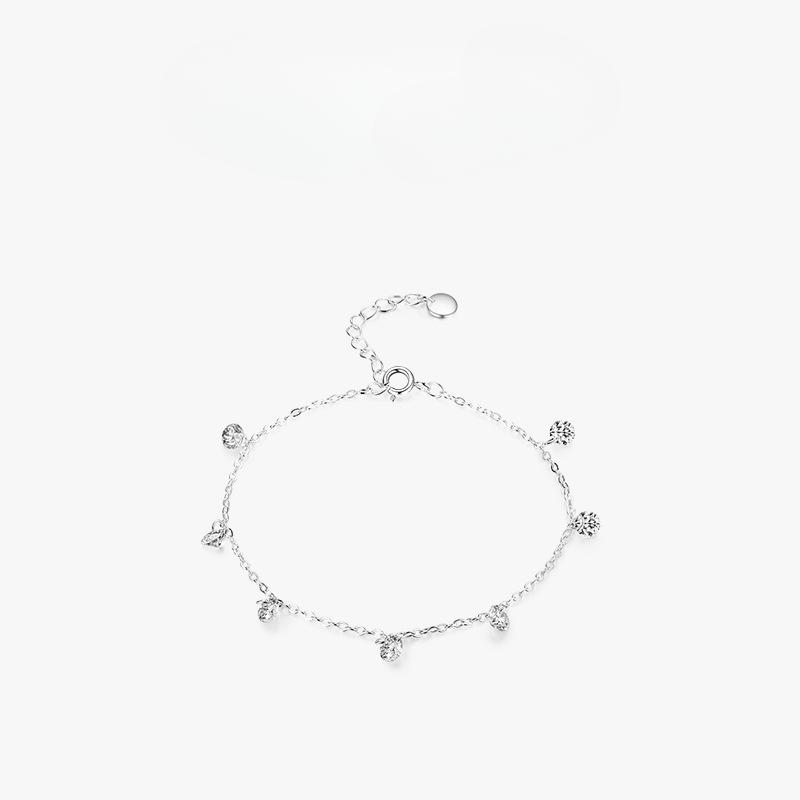 S925 Серебро Super Flash Zircon Летний браслет для женщин Милый и милый легкий роскошный браслет Японский и корейский Ins Starry Hand Jewelry