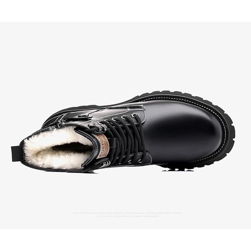 Зимняя обувь 2025 Мужские сноубутсы Теплые плюшевые Модный бренд Мужские ботильоны Чисто черные Нескользящая толстая подошва