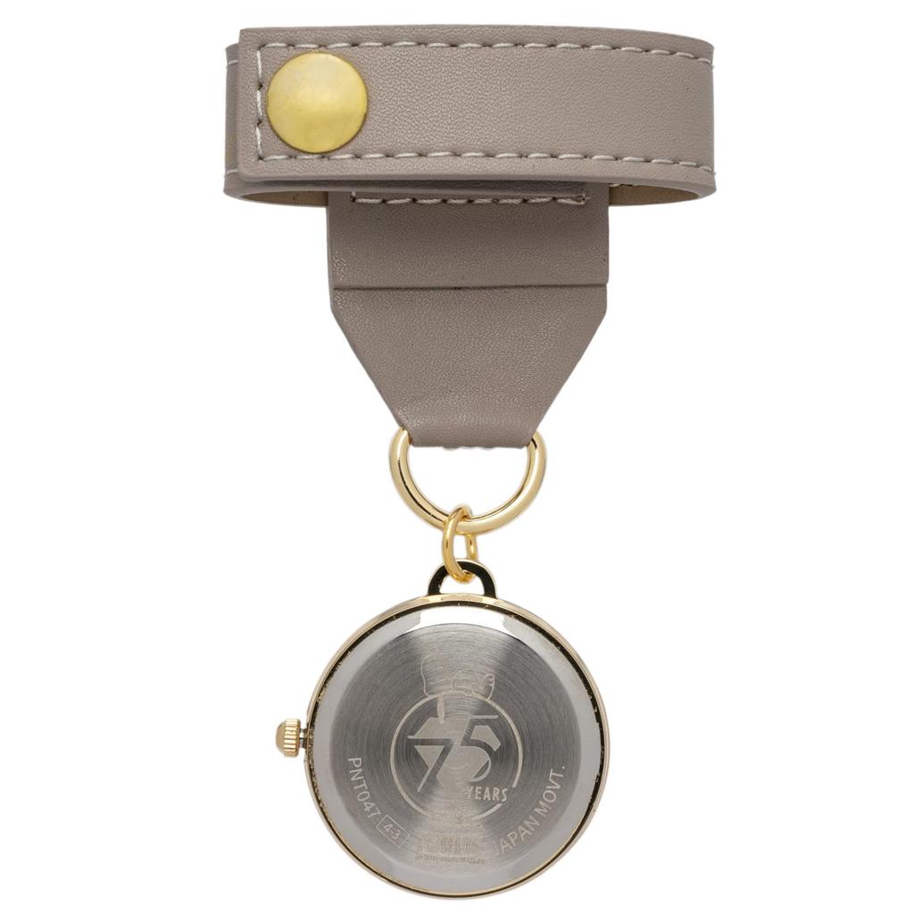 Pocket Watch Strap Watch Analog Leather Belt PEANUTS 75th Anniversary Emblem Watch S Gray [Fieldwork] Women's PNT047-2