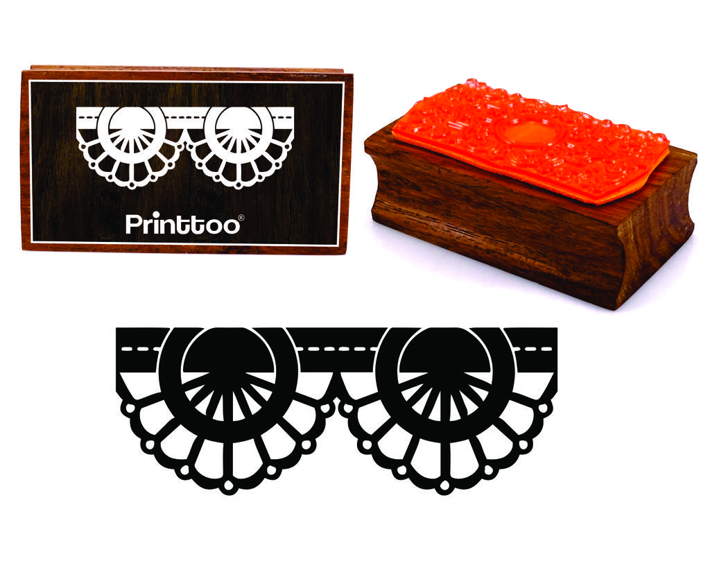 Printtoo Lace Ornate Border Design Прямоугольный деревянный резиновый блок штампов
