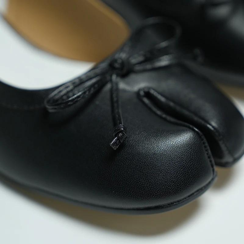 2025 Новый Дизайн Бренда Модные 3СМ Сандалии Таби Разделенный Каблук Балет Летние Туфли на Высоком Каблуке Одинарные Туфли Бант Мэри Джейн