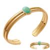 [Q3704] - Gold Plated Bracelet 'Cleopatra' Green Aventurine Gold - 13x10 Mm