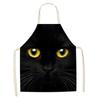 Cute Cat Printed Kitchen Apron Black Cat Sleeveless Linen Home Cleaning Baking Kitchen Accessories Stain Resistant Apron Bib