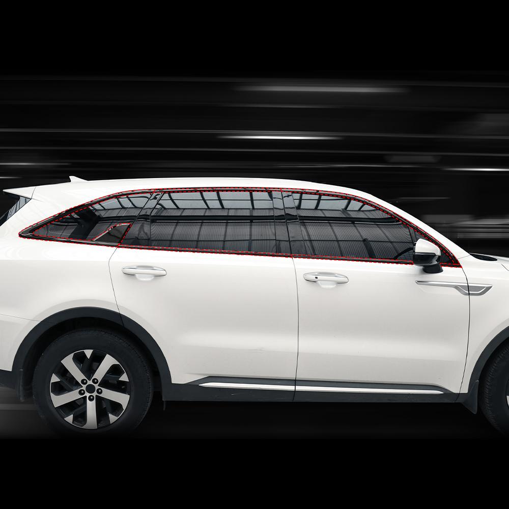 Для Kia Sorento MQ4 2021-2026 10 шт. ABS Декоративная полоска на окно автомобиля Кнопка Накладка на боковую панель Отделка Декоративная полоска на окно стойки D