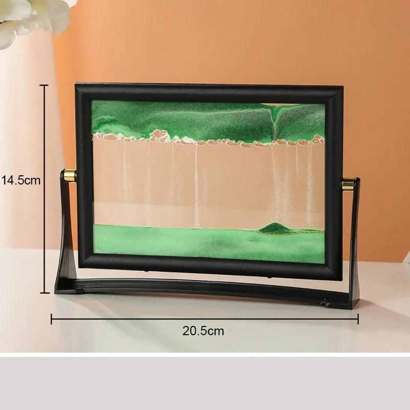 Creative Moving Sand Art Painting Square Glass 3D Deep Sea Sandscape Quicksand Hourglass Rotatable Flowing Sand Home Decor Gifts