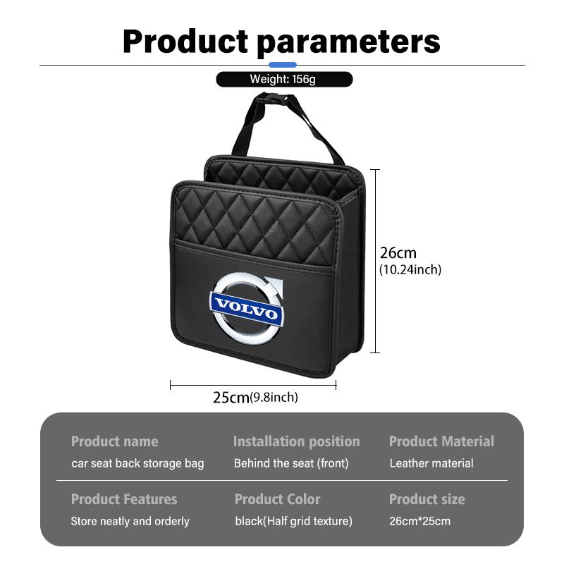 For Volvo Leather Car Seat Storage Bag Chair Back Water Cup Tissue Box V40 V60 C30 C70 S60 S80 S90 XC40 XC60 XC70 XC90 T6