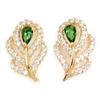 [M9000] - Gold Plated Earrings 'Sissi' Green White - 17x11 Mm