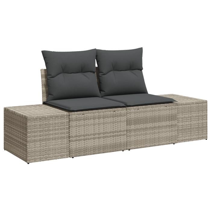 VidaXL Set de canapé de jardin 11 pièces avec coussins gris clair en poly rotin 3349258