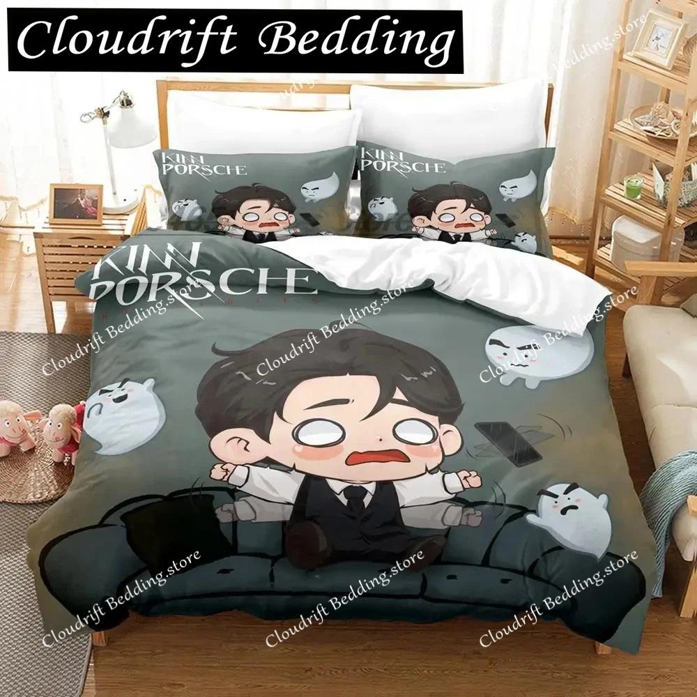 Комплект постельного белья KinnPorsche Single Twin Full Queen King Size Bed Set Aldult Boy Bedroom Duvetcover Sets 3D Print Anime Bed Sheet Set