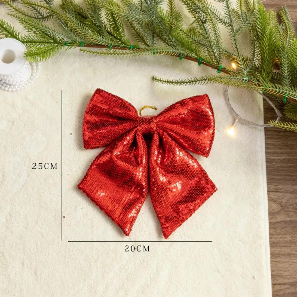 Exquisite Cloth Sequin Fabric Bow No-fading Gold/Pink/Red Hanging Xmas Ornament Christmas Tree Accessories Home Decor
