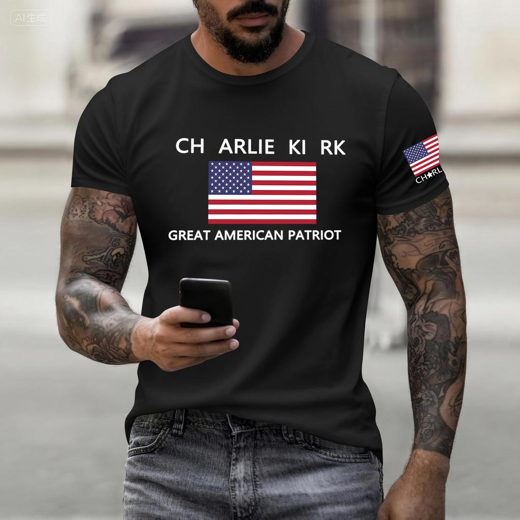 Fashionable Round Neck Short Sleeve Work Clothes Printed Tops For Mens Summer Tops