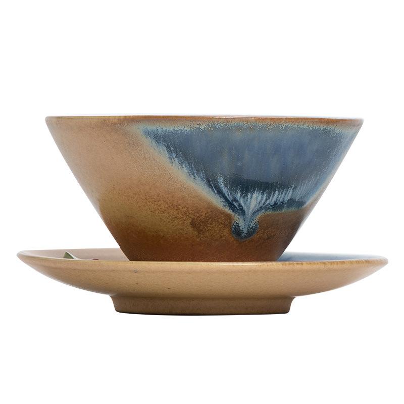 Керамическая чашка в стиле ретро, керамическая чашка из грубой керамики, креативная кофейная чашка с блюдцем в виде летающей тарелки, набор