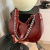 Сумка подмышкой для женщин, новый модный дизайн, цепочка, одно плечо, сумки через плечо, темперамент, дорожные сумки красного цвета в форме полумесяца