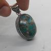 Oval Cab Green Copper Turquoise 925 Sterling Silver Pendant, Designer Turquoise Pendant