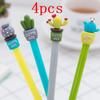 4 Pcs Cartoon Cactus Neutral Pen Creative Silicone Cartoon Head Signature Student Writing Pen Korean Stationery Random