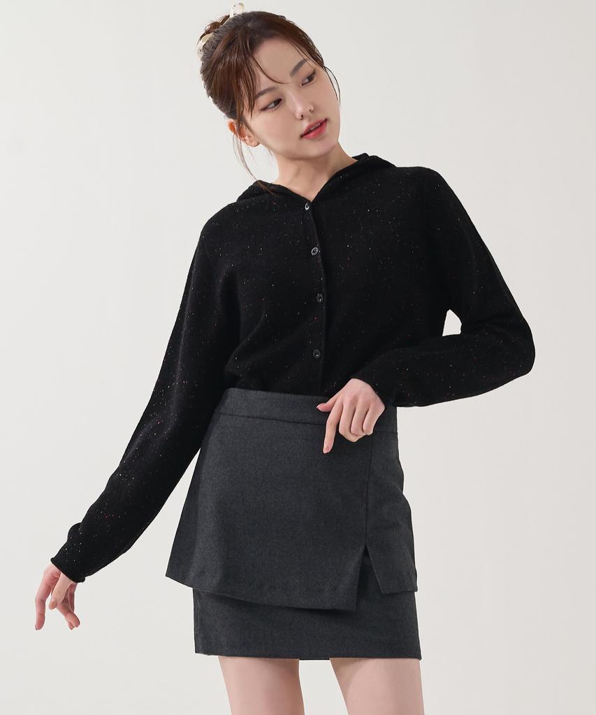 HYEYEONG KIM Wool Layered Midi Skirt - Charcoal
