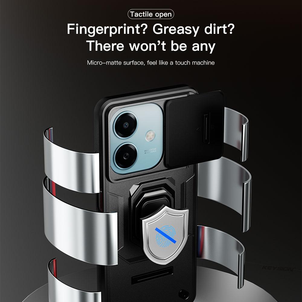 KEYSION Противоударный защитный чехол для OPPO A3 5G A3X Slide Camera Lens Защитное кольцо Подставка для телефона Задняя крышка для OPPO A40 A40m