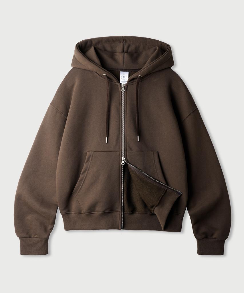Худи на молнии оверсайз с укороченным кроем Jemut Day Cut Crop Коричневый Kjhd2650