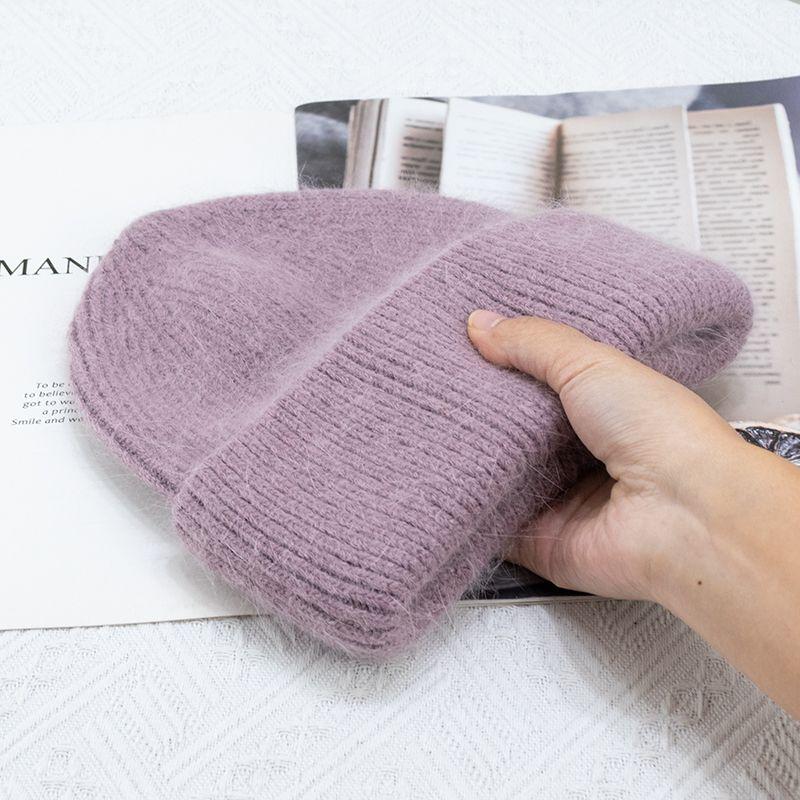 Olid Color Windproof Knit Hat, Fashionable Winter Beanie Hat for Women Girls