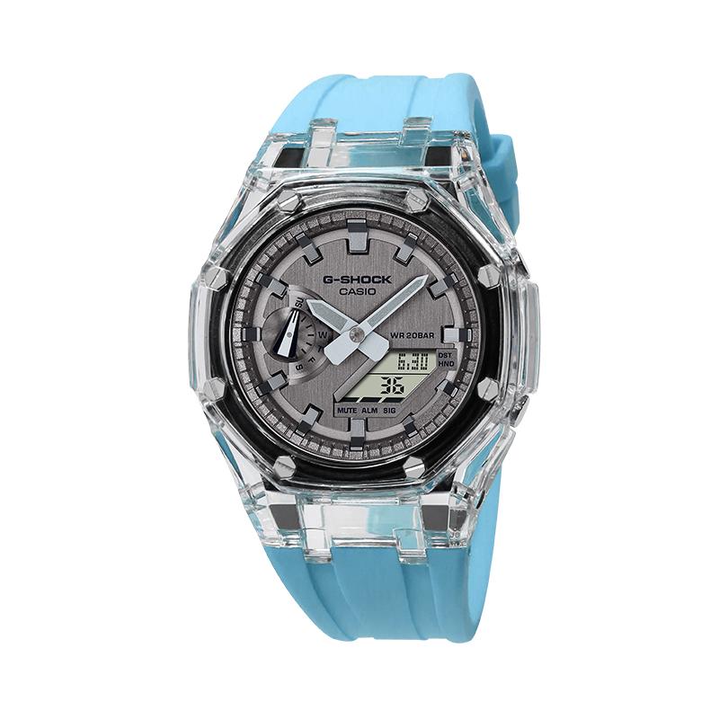 Casio Кастомизированные часы модифицированная серия glacier прозрачный корпус Кварцевый ремешок из смолы та же модель для мужчин и женщин цвет gun GM-2100MF-5