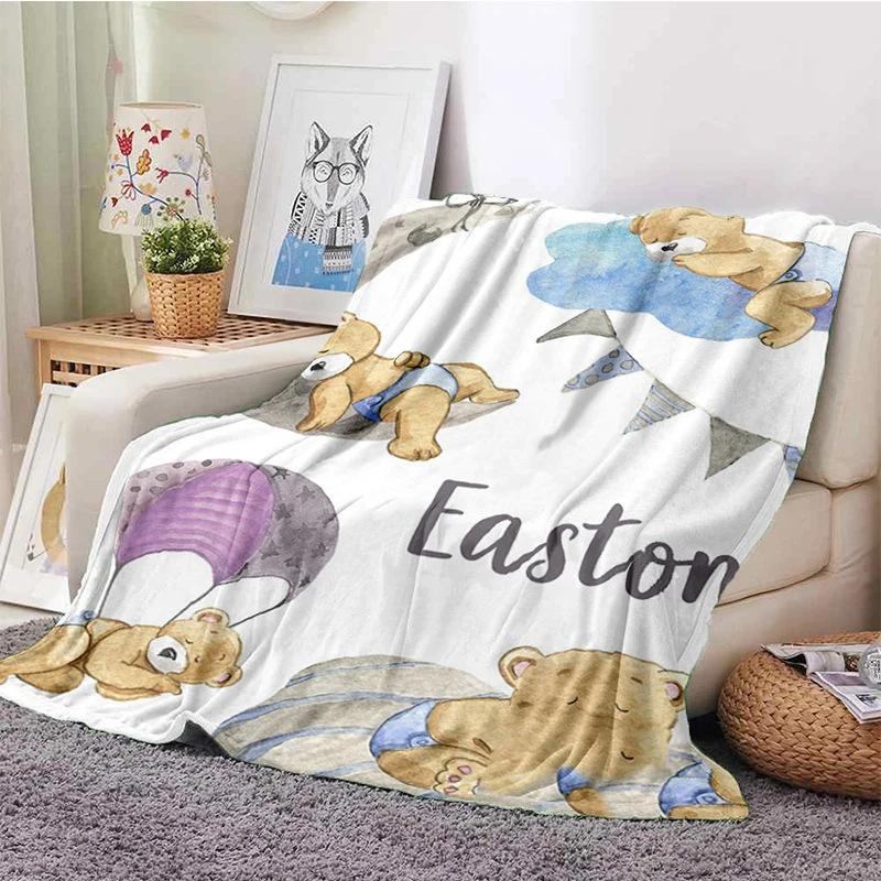 Personalized Name Blankets Boys Girls Flannel Blankets Family Friends Animal Blankets Gifts