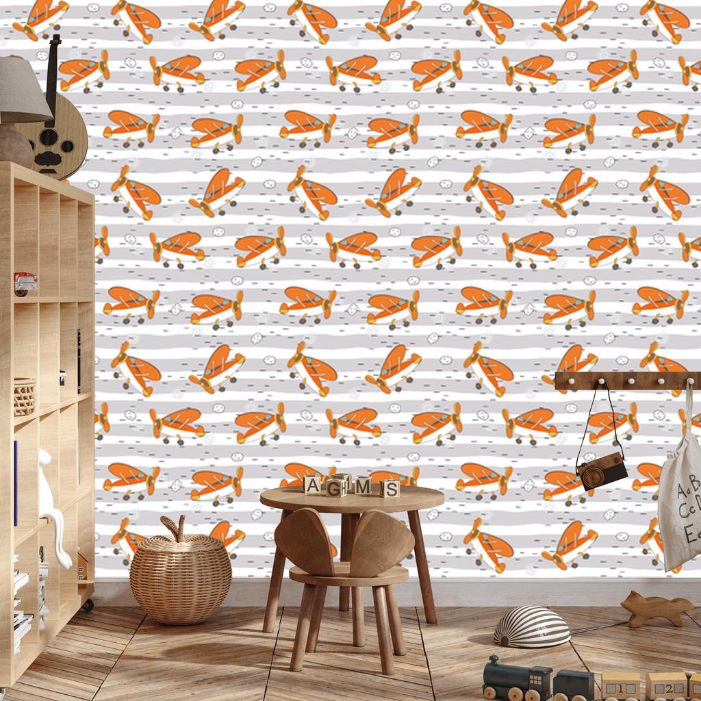 Fairytale Retro Airplanes Wallpaper for Living Room and Bedroom 50x1000
