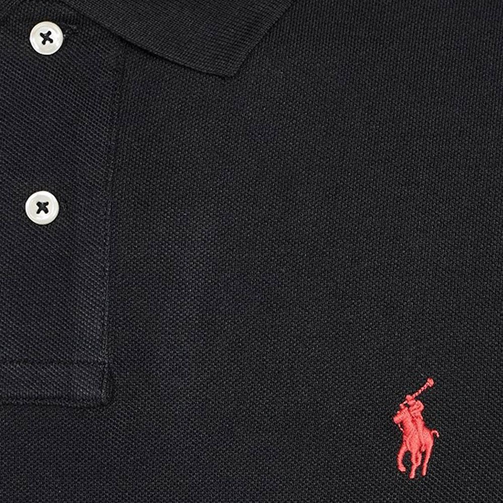 Polo Ralph Lauren SS22 Однотонная повседневная рубашка поло с вышитым логотипом с коротким рукавом, мужские рубашки поло, черная 710850860007
