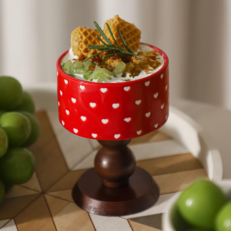 BEPAN Французский ретро-стиль INS сине-белая керамическая миска деревянная высокая миска десертная чашка подсвечник чашка для мороженого