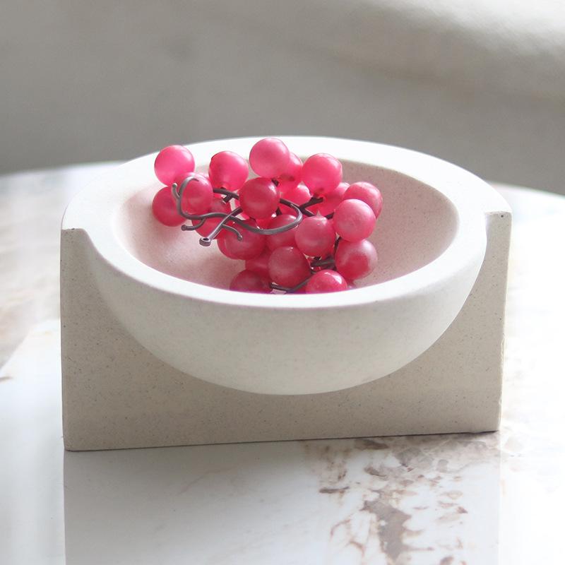 Wabi-sabi Style Abstract Art Half Fruit Plate Ornaments Designer Light Luxury Hotel B&B Imitation Travertine Storage Plate Ornaments