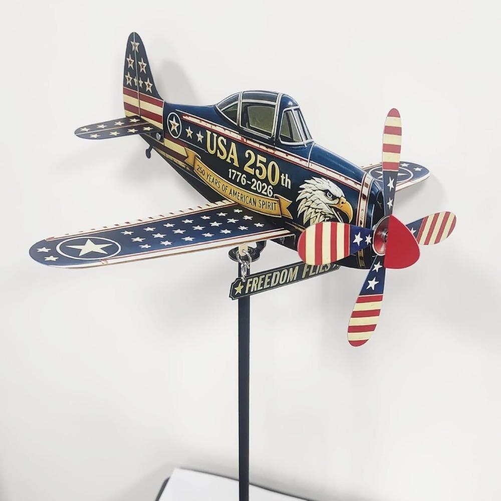 250 Anniversary Helicopter Wind Spinner | American 250th Anniversary Patriotic Airplane Wind Spinner | Vintage America Commemorative