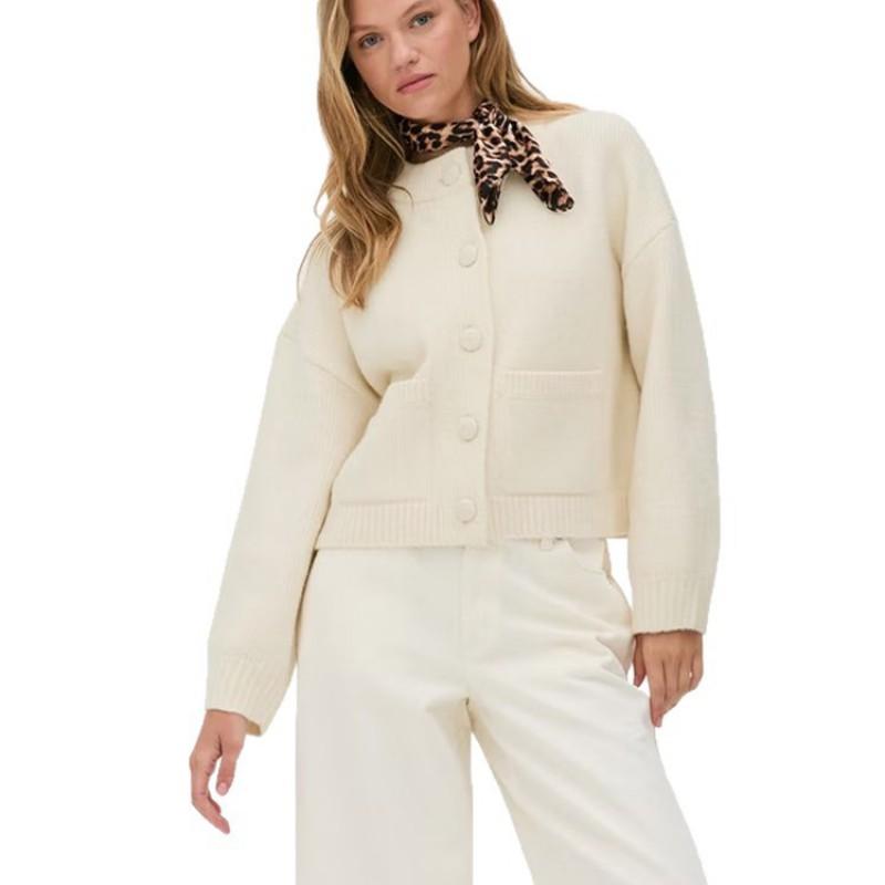 Womens Casual Knit Cardigan Sweater Round Neck Office Style Fall Winter Lightweight Layering Top