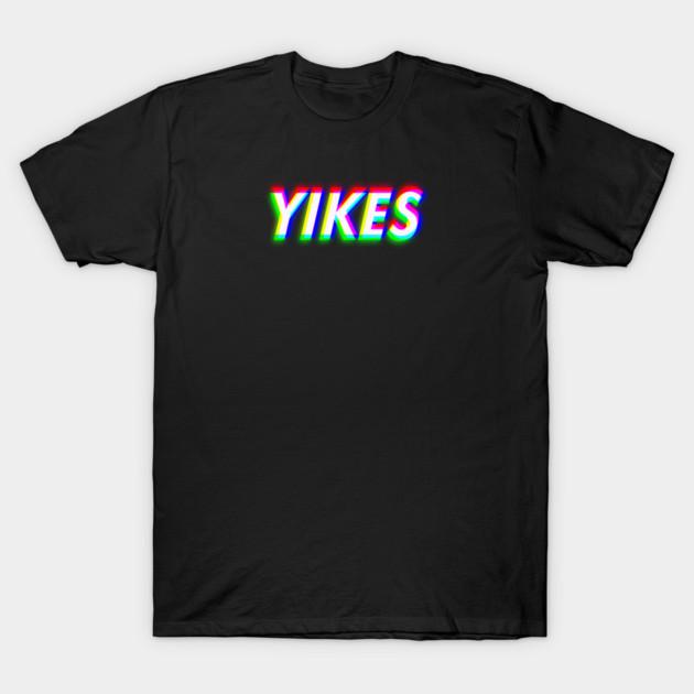 Asian Size Men Black Print T-shirt Yikes Funny Sarcastic Meme - Popular Saying No-Cut Print Cotton Tshirt
