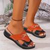 Female Shoes On Sale Open Toe Women Slippers Summer Rome Metal Decoration Mixed Colors Outdoor Casual Beach Large Size Slippers