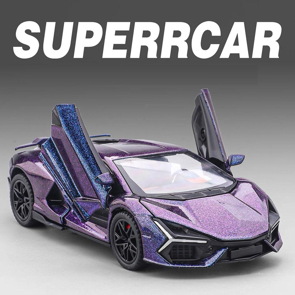 1:32 Lamborghini Revuelto V12 GT Машинка Игрушка Металлическая Литая Модель Открывающиеся Двери Звук Свет Оттянуть Назад Миниатюрный Спортивный Автомобиль Коллекционные Украшения